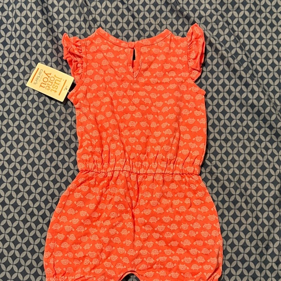 Carter's Coral Romper with White Paisley - Picture 4 of 4